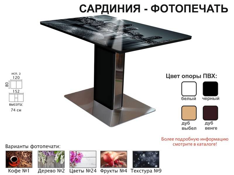 стол обеденный сардиния фотопечать в Иваново