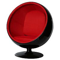 кресло eero ball chair черно-красное в Иваново