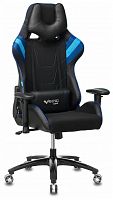 игровое кресло бюрократ бюрократ viking 4 aero, обивка: искусственная кожа, цвет: иск.кожа черная/ткань черная 26-28/сетка синяя(tw-10)-голубая(tw-55)-серая(tw-12) в Иваново