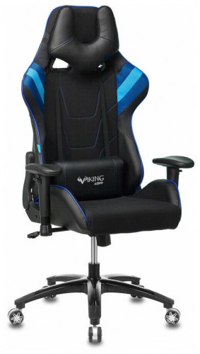 игровое кресло бюрократ бюрократ viking 4 aero, обивка: искусственная кожа, цвет: иск.кожа черная/ткань черная 26-28/сетка синяя(tw-10)-голубая(tw-55)-серая(tw-12) в Иваново