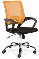 кресло компьютерное спринг(orange - black) база хром / оранжевая сетка / черная ткань в Иваново