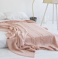 комплект плед с косами (180*220) и 2 наволочки (50*50) св. персик в Иваново