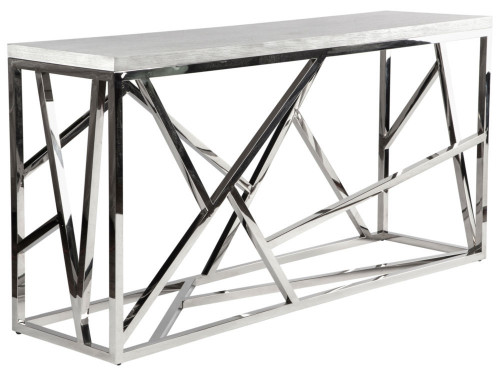 консоль geometric 180x50x90 хром, белая столешница в Иваново