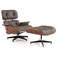 кресло eames style lounge chair кожа коричневое в Иваново