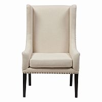 кресло мягкое с ушами белое nailhead fabric armchair в Иваново