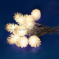 светодиодная гирлянда «шишки» 280см белая (09582) uniel uld-s0280-020/dta warm white ip20 pine cones в Иваново