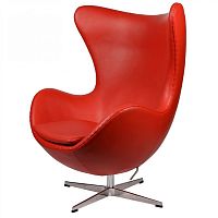 кресло arne jacobsen style egg chair кожа красное в Иваново