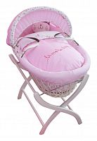 колыбель-переноска gift wicker moses basket белая, розовое белье в Иваново