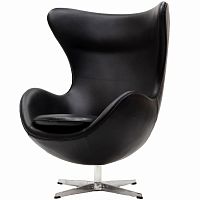 кресло с подлокотниками arne jacobsen style egg chair черное в Иваново