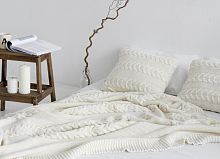 комплект плед с косами (180*220) и 2 наволочки (50*50) молочный в Иваново