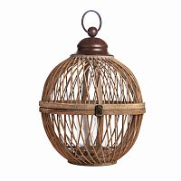 подсвечник-фонарь круглый деревянный большой со стеклом bamboo, 40 см в Иваново