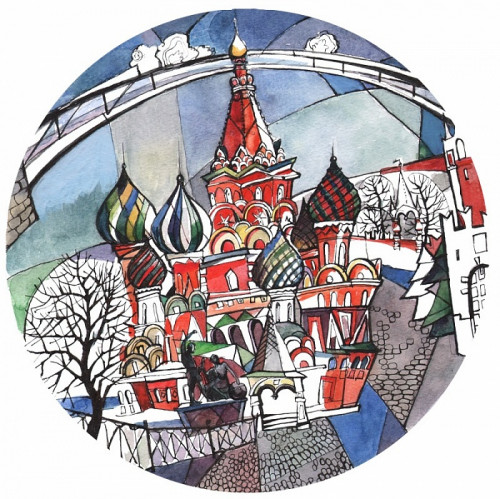 тарелка сувенирная собор василия блаженного. вечер в Иваново