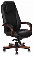 кресло для руководителя бюрократ бюрократ t-9923 walnut, обивка: натуральная кожа, цвет: кожа (black) в Иваново