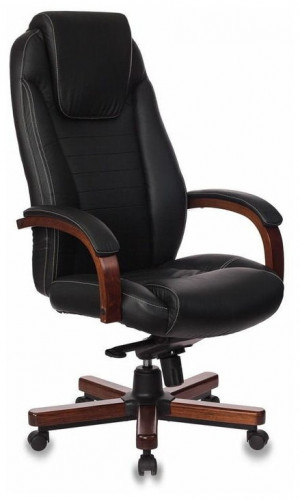 кресло для руководителя бюрократ бюрократ t-9923 walnut, обивка: натуральная кожа, цвет: кожа (black) в Иваново